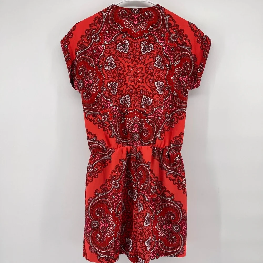Banana Republic Paisley Print Dress V-Neck Short Sleeve Size‎ 4